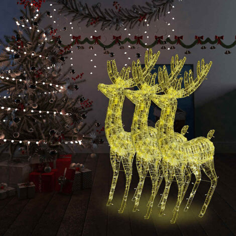 Rennes de Noël XXL Acrylique 250 LED 3 pcs 180 cm Blanc chaud (1/5)