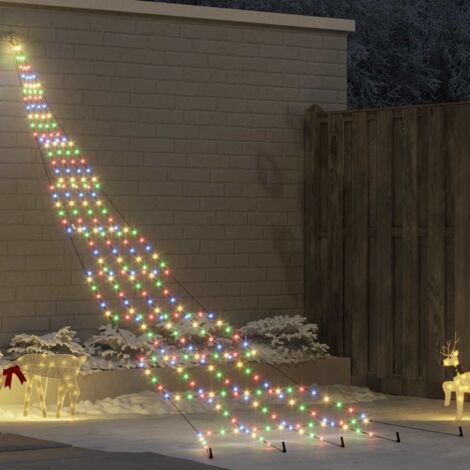Arbre de Noël LED avec piquets au sol Multicolore 500 cm Métal