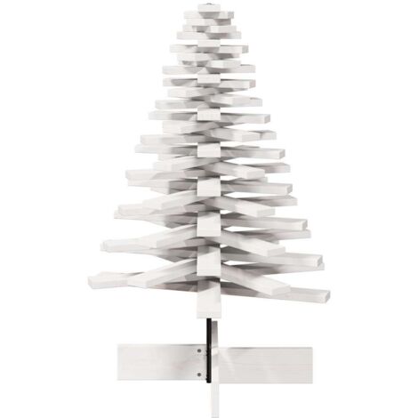 Arbre de Noël en bois pour décoration blanc 100 cm pin massif