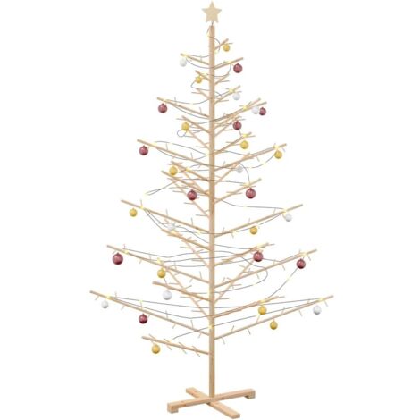 Arbre de Noël en bois Naturel 210 cm Bois massif en pin