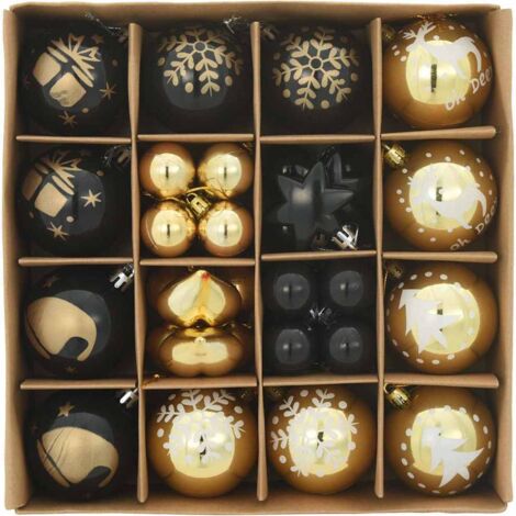 Lot De 4 Boules De Noël Noires XXL - Décoration Moderne Pour Sapin, Salon, Table - Plastique Incassable