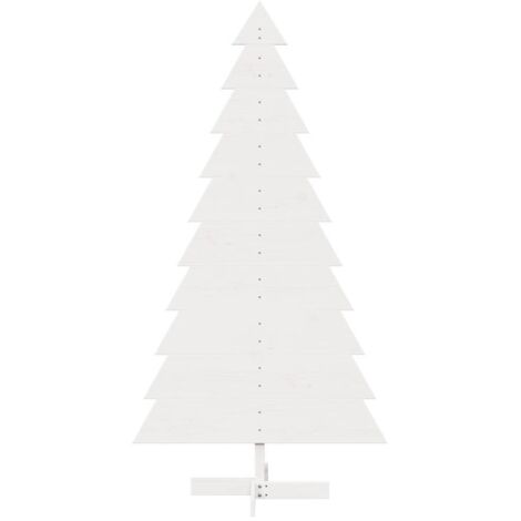Arbre de Noël en bois pour décoration blanc 180 cm pin massif