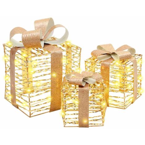 Boîte Cadeau avec 60 LED 3 pcs Blanc chaud 20 x 20 x 20 cm PET