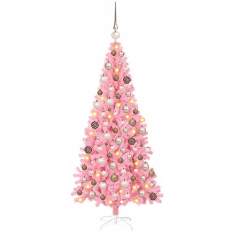 vidaXL Sapin de Noël avec 300 LED avec support Rose 180 cm PVC 3396432 vidaXL Sapin de Noël avec 300 LED avec support Rose 180 cm PVC 3396432