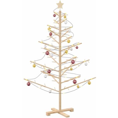 Arbre de Noël en bois Naturel 150 cm Bois massif en pin