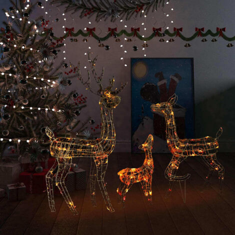 Famille de rennes de décoration Acrylique 300 LED coloré