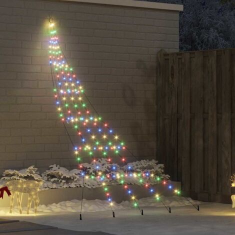 Arbre de Noël LED avec piquets au sol Multicolore 300 cm Métal