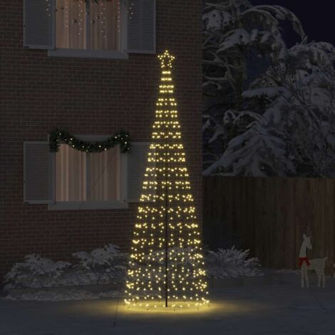 Arbre de Noël LED avec piquets au sol Blanc chaud 400 cm Fer (1/5)