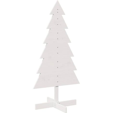 Arbre de Noël en bois pour décoration blanc 120 cm pin massif
