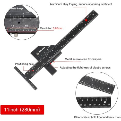 Marking Ruler, Stainless Steel T Type Hole Ruler Mitre Angle Ruler ...