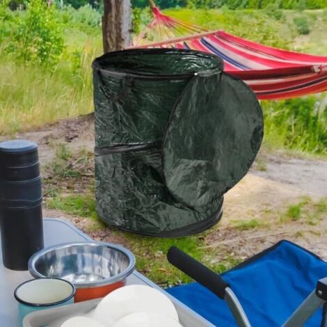 Pearl Poubelle Pliable Antifuite 10L Pour Voiture Et Camping - Noire, Refermable Et Compacte
