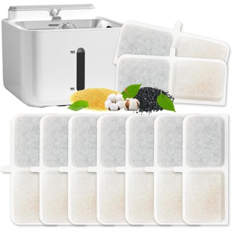 Lot de 9 filtres pour fontaine à chat, Filtre de rechange pour fontaine à eau pour chat, Filtre avec résine charbon actif