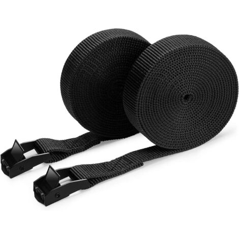Ratchet Strap Tie Down Strap with Tensioner Hook Tightening Straps 2 Pieces Ratchet Straps/Multi-Function Ratchet Straps with Metal Buckles (300 x 2.5 cm) (Black)