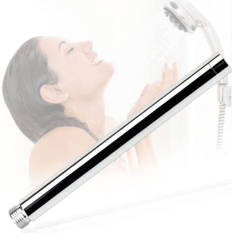 Bras de Douche Extension en Acier Inoxydable 20cm Tube d'Extension de Douche G 1/2" Tube de Douche Rond Antirouille Plaqué Chrome pour Conduite d'Eau Douche Salle de Bain Baigner - Argent (1/5)