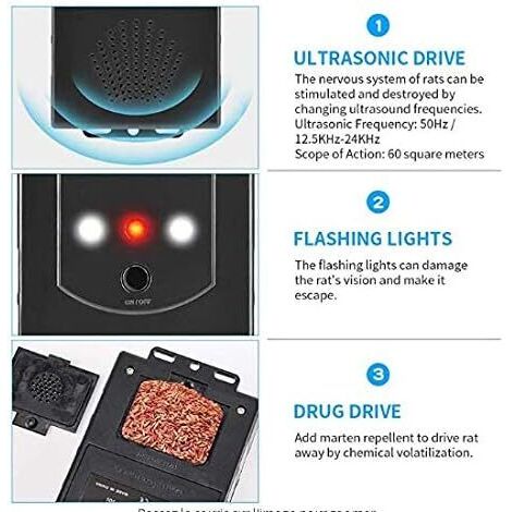 Répulsif Ultrason pour Voiture - Fréquence à ultrasons 12 kHz - 25 kHz - Connexion à une