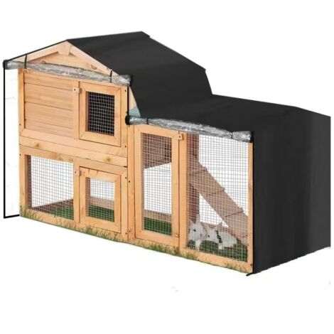Housse pour clapier à lapins pour animaux de compagnie en tissu Oxford 210D robuste avec rideau transparent visible 2 tailles Housse de cage imperméable(147x52x86cm) (1/5)