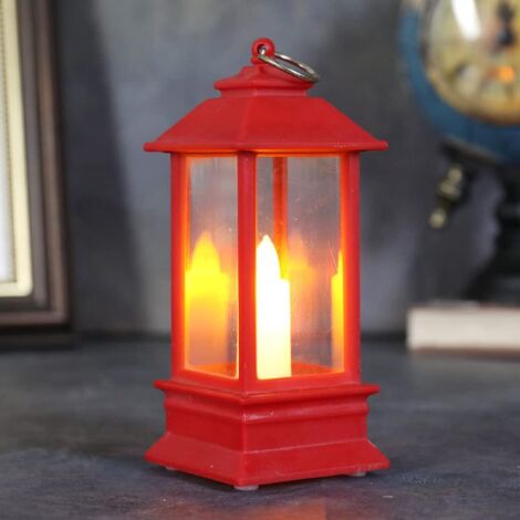 Rétro Portable Petite Simulation Flamme Lampe Vent Mignon Petite Veilleuse pour Maison Chambres Fête Camping Décoration, Rouge