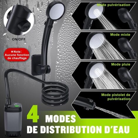 Pompe Portable Douche De Camping – Batterie 4000mAh, Débit 5L/min, Tuyau 2,2m, USB Rechargeable, Pour Plage Et Rando