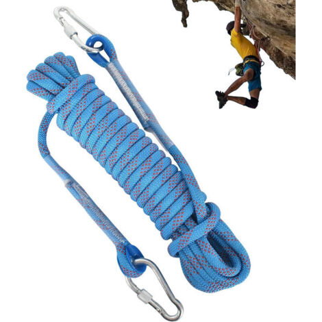 Corde de sécurité en nylon de 9 mm- Haute résistance - Avec mousqueton - Pour la survie d