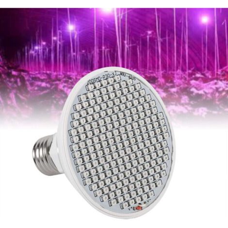 Ampoule LED de culture 24W pour plantes en pot - Spectre complet E27 haute puissance 200 LED - Idéal serre et hydroponie intérieure -