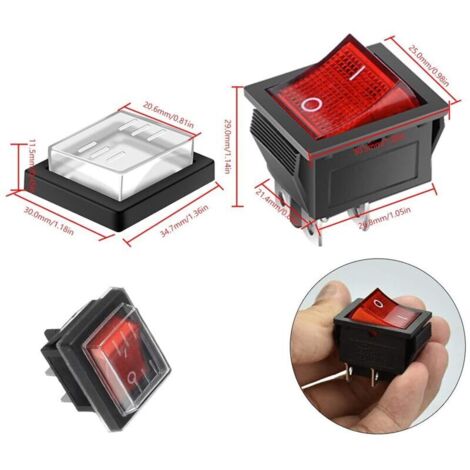 AC 20A/125V 22A/250V DPST 4P ON/OFF Interrupteur lumière LED verte UL