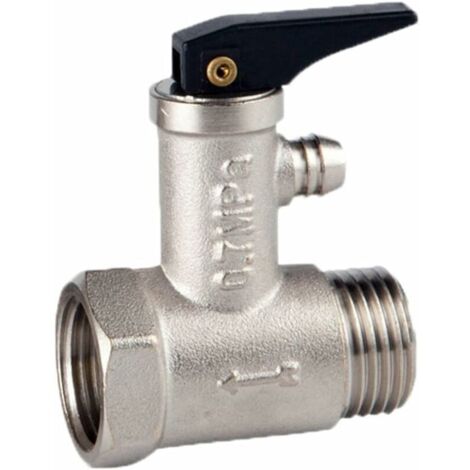 1 pièce 0,7 MPa filetage extérieur 1/2" x filetage intérieur en laiton nickelé, valve de sécurité pour chauffe-eau (1/4)