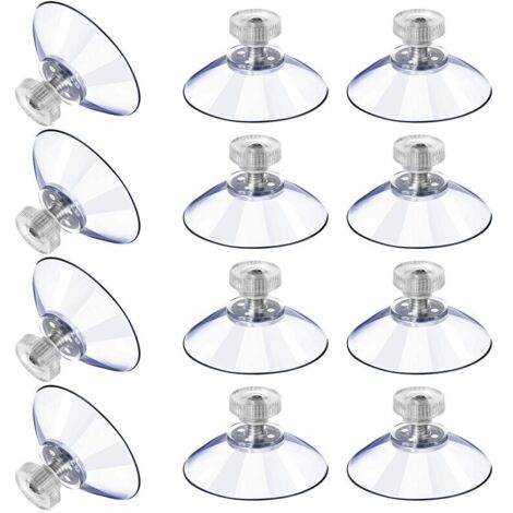 12 Grandes Ventouses Ventouses en Plastique Ventouse Anti-Collision Transparente en Caoutchouc Vis Écrou en Métal Ventouse Solide en PVC Transparent Remplacement avec Écrou de Vis (40M5-10)