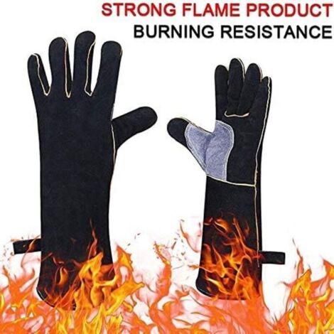 WZQH 40 CM / 16 Pouces, Gants Anti Chaleur De Barbecue En Cuir H 1016358 WZQH 40 CM / 16 Pouces, Gants Anti Chaleur De Barbecue En Cuir H 1016358