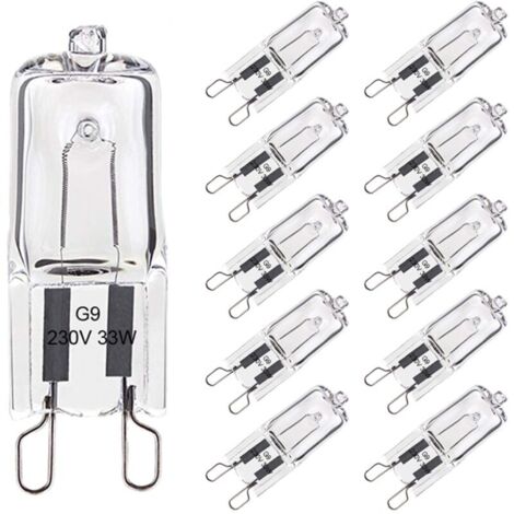 Lot de 10 Ampoule G9 33W Blanc Chaud, Halogène G9 Pour Four Tolérance de 300°C, G9 Ampoules Capsule Filament 420LM 230V
