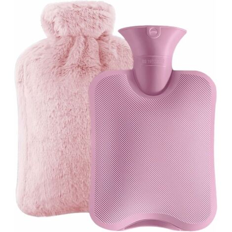 Bouillotte Eau Chaude Premium Avec Housse En Peluche - Caoutchouc Naturel 1,5L, Pour Règles Douloureuses Et Confort - 4