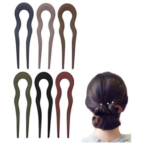 6 Pièces Pique À Cheveux Femme Pic À Chignon Épingle À Cheveux En Forme U Bâton De Cheveux Pince Chignon Française Étiquette (1/5)