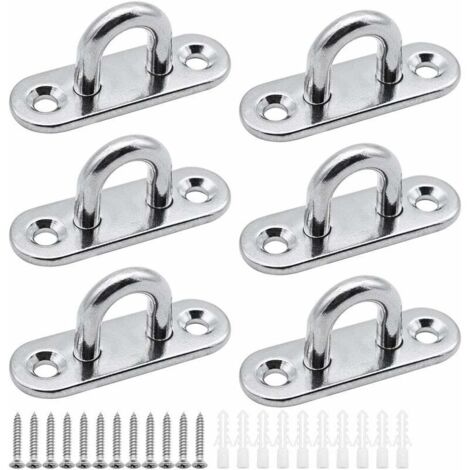 6 pièces plaques à œillets Plaque de Couverture en Acier Inoxydable Plaque de mât de 5mm Crochets de Fixation Robustes pour Crochets muraux chaises suspendues auvent Accessoires de Bateau etc