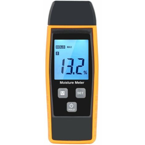 Testeur Humidité,Testeur Humidité Mur & Bois, Compteur de fuites, Humidité, Mortier de Ciment, Détecteur de Teneur en eau avec Rétroéclairage LCD (Jaune) (1/5)
