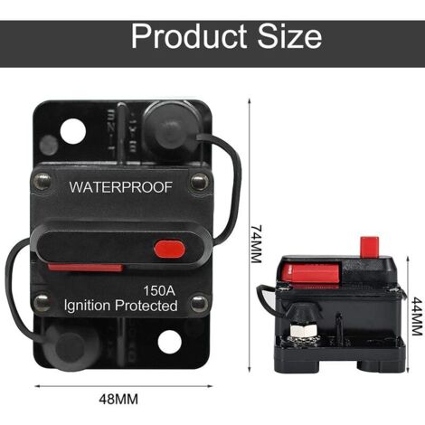Disjoncteur Voiture 30A à 150A DC 12V-48V Étanche Réinitialisation Manuelle – Protection Audio Marine Auto