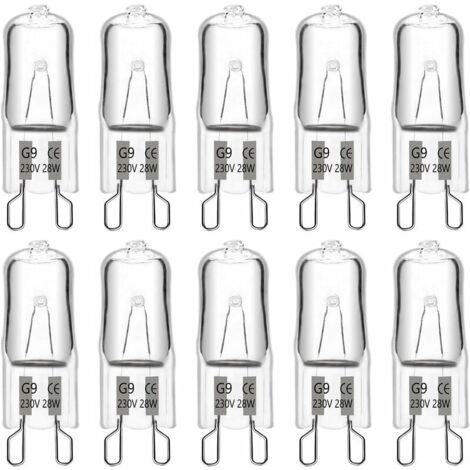 Ampoule Halogene G9 28W 230V, 370LM 2700K Blanc Chaud Dimmable, G9 Ampoules Capsule, pour Lustres, Lampes de Paysage, Appliques Murales, Éclairage d'armoire, Lot de 10