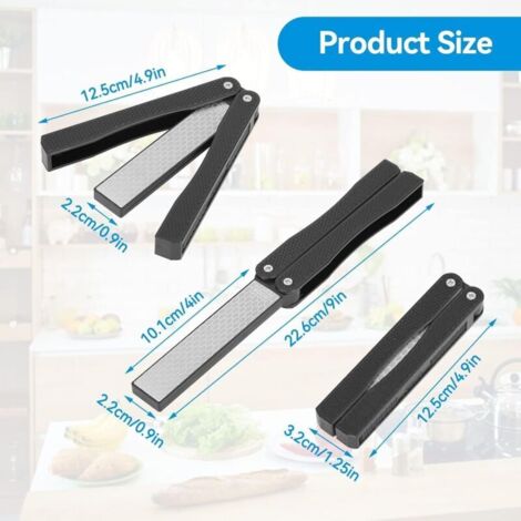 Pierre à Aiguiser Diamant Double Face 400/600 Pliante - Aiguiseur Couteaux Portable Pour Cuisine, Camping Et Jardin
