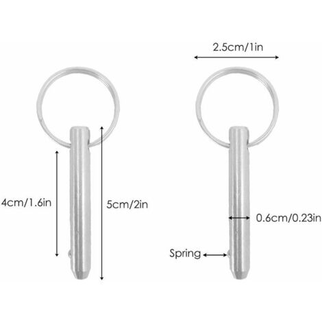 Lot De 2 Broches à Dégagement Rapide 1/4" (6.3 Mm) - Acier Inoxydable 316 - Argenté