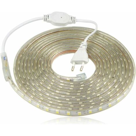 Ruban à LED, Bande LED Etanche, Lumineux Bandeau Led 220v, 5050 IP65 Etanche Bande Strip Led, Blanc chaud Largeur 8mm (4m)