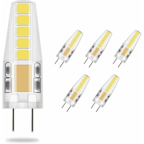 5X G4 LED Ampoule 3W Blanc Froid, 3W LED Equivalent 23W Ampoule à Halogène, 36mm x 9mm Plus Proche de la Taille Traditionnelle, 6,000K, AC/DC 12V