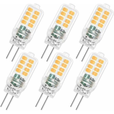 Ampoule LED G4 12V 3W, Non Dimmable, 16SMD 300LM Blanc Chaud 3000K, Équivalent 25W G4 Ampoule Halogène, Ampoule G4 LED pour Lustre, Lumière d'armoire, Éclairage Paysager, Chambre, Lot de 6