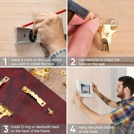 30 Crochets Photo En Dents De Scie Dorés - Taille Moyenne, Support Jusqu'à 7,5 Lbs - Avec Tournevis