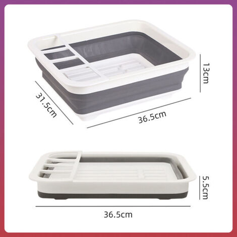 Égouttoir Pliable Simplywire à Assiettes Avec Porte-Couverts - Acier Noir Antirouille