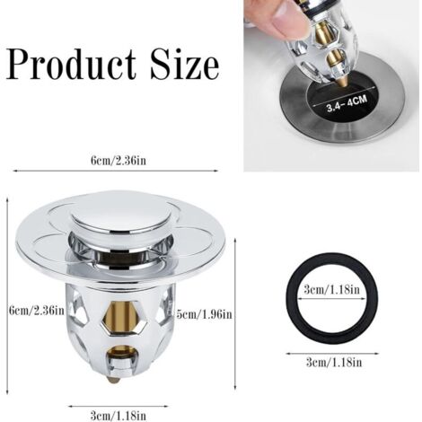 Bonde De Lavabo Universel, Bouchon Evier Salle De Bain Avec Filtre Anti