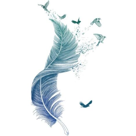 Sticker Mural, Plume Autocollant Mural Comme Decoration Murale Pour Chambre A Coucher Salon Chambre D'enfant, Art Bricolage Decoration Murale Stickers Muraux, 71x123cm (1/4)