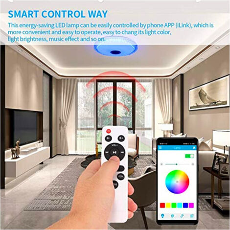 Plafonnier LED RGB Intelligent Avec Télécommande Et Application De Controle Haut Parleur Bluetooth Eclairage Musical Pour Salon 97205156 Plafonnier LED RGB Intelligent Avec Télécommande Et Application De Controle Haut Parleur Bluetooth Eclairage Musical Pour Salon 97205156