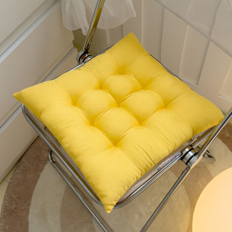 6 Coussins de Chaises Carrés 40x40 Coussins de Siège Décoration Maison Coussin Mat Matelassée,Confortable et coloré - Idéal pour intérieur et extérieur (Jaune)