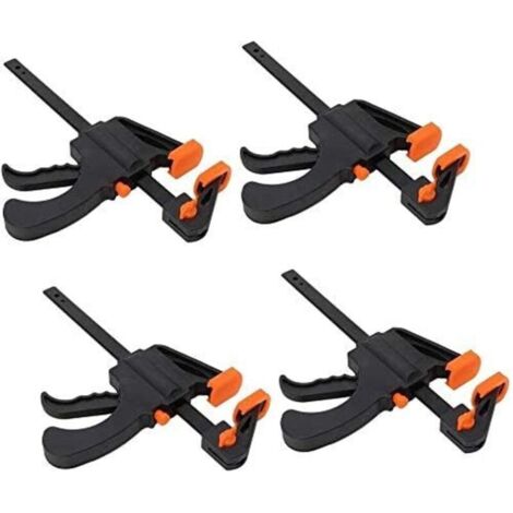 Lot de 4 Serres-joint à une Main, Serre-Joints à Barre Main Rapide à Cliquet à Libération pour une Fixation Précise de Petites Pièces (10,2 cm) (1/4)