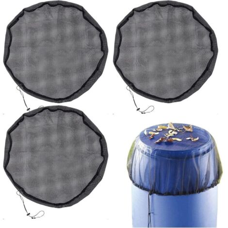 80cm Housse en maille pour baril de pluie, filet avec cordon de serrage pour seau de collecte d'eau ,Housse de barils de pluie anti-poussière pour cour, porches extérieurs, pelouses, jardins(3 article (1/4)