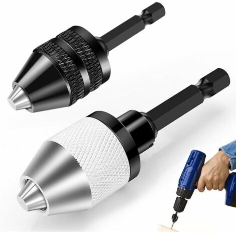 [JAMAIS UTILISÉ] 2 pièce Mandrin Perceuse, Mandrin Autoserrant Hexagonale 6.35mm (1/4"), Mandrin pour Visseuse Capacité 0.3-6.5mm, Mandrin de Perçage Sans Clé, pour Perceuse Visseuse Électrique Outil 