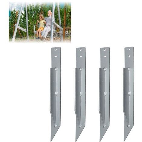 [JAMAIS UTILISÉ] 4Pcs Ancrages au Sol pour Balançoire, Ancrage de Jardin, Fixations de Balançoire, résistantes à l'usure, Galvanisées, Coupe Vent, Imperméables, 440 mm (1/4)